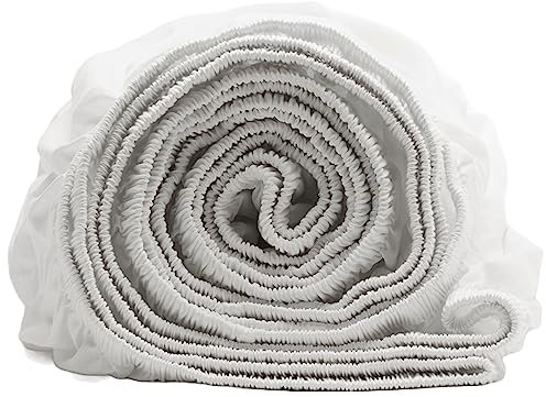 Amqua Mako Satin Spannbettlaken 140x200cm, 100% Bio Baumwolle (Zertifiziert), Bettlaken für Boxspringbett & Wasserbett oder Matratzen bis 30cm Höhe, Farbe: Weiß