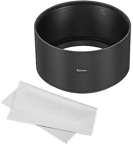 PATIKIL 62mm Lens Hood, Long Focus Frosted Surface Anti-reflective Inside Hood with Cleaning Cloth for Camera Lens, Black for Nikon, for Fujifilm, for Pentax, for Leica