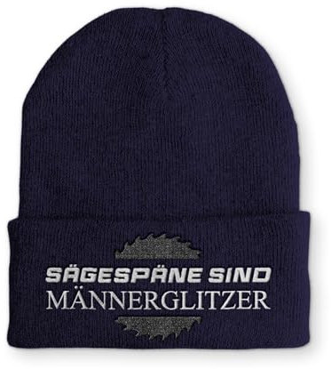 tshirtladen Beanie Mütze Sägespäne sind Männerglitzer Statement Wintermütze, Farbe: Navy