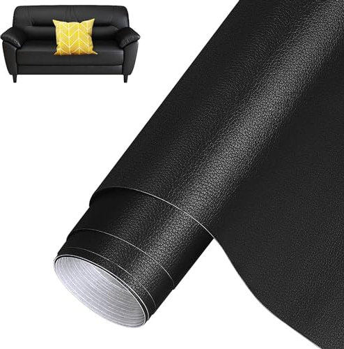 Leder Reparatur Set Patch Kit, 35 x 137 cm Lederflicken Selbstklebend, Leder Selbstklebend Patch, Kunstleder Selbstklebend, Kunstleder Selbstklebend für Sofas, Autositze, Bürostuhl, Tasche(Schwarz)