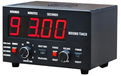 QUTBAG Temporizador de intervalos de Boxeo Profesional, Temporizador de Gimnasio, Tiempo de Descanso de Entrenamiento Opcional y número de repeticiones de Bucle, cronómetro Multifuncional Red
