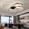 Dimmbare LED 6 Ring Wohnzimmerleuchte LED-Deckenleuchte moderne kreative Deckenbeleuchtung Innenbeleuchtung für die Augenpflege Für Schlafzimmer Büro Esszimmer Jugendzimmer (Schwarz Weiß, L80cm 71W)