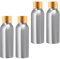BPZXL Pack of 4, Empty Silver Refillable 100ml Aluminium Bottles with Gold Screw on Lids for Liquid Containers Cosmetic Alcohol Makeup Essential Oil Travel
