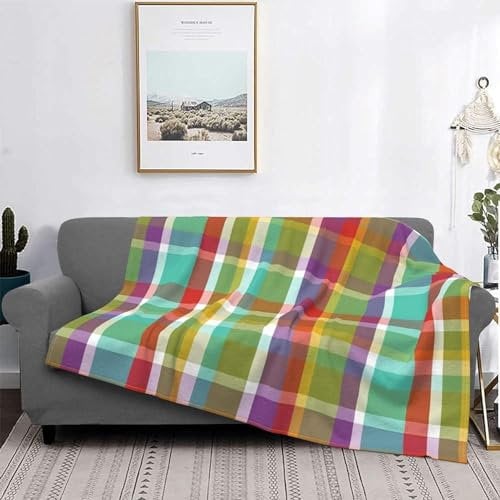 Decke Madras Plaid Lime, warmes Flanell-Fleece, Plüsch, weiche Sofa-Überwurfdecke als Bettdecke/Bettlaken, 150 x 200 cm