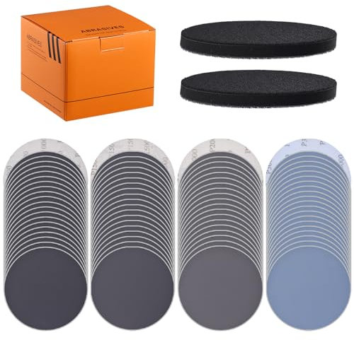 Tshya 80Pcs 6 Inch Hook and Loop Sanding Discs 1000/1500/2000/3000 Grits Wet Dry Sandpaper with 2Pcs Foam Pads for Random Orbital Sander