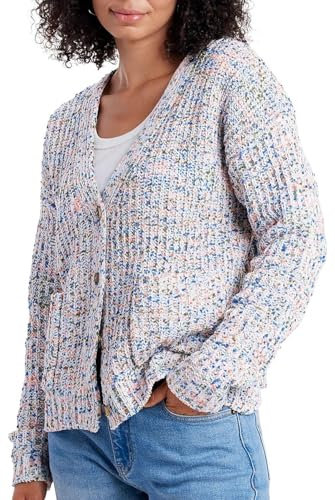 UNIONBAY Cardigan à confettis multicolores pour femme, blanche-neige, Taille XL