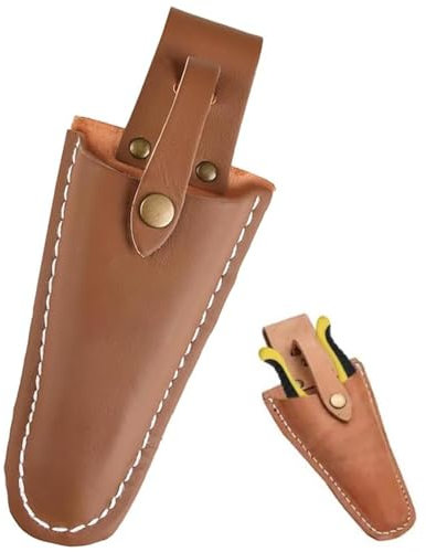 peiyee Gürtelhalter Gartentasche Tasche, Cuttermesser Tasche FüR GüRtel, Gartenschere Holster Tasche Lederetui, Gartenschere Lederholster FüR Abscheren Messer Zangen Werkzeug Messer Aufbewahrung,Braun