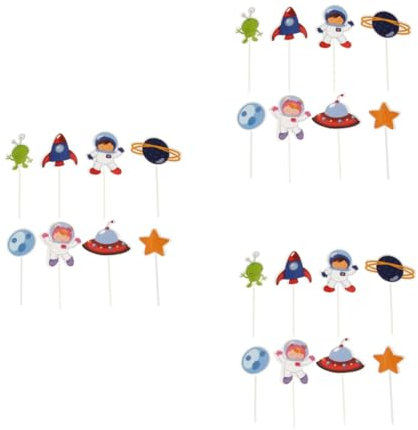 Cabilock Ensemble De 144 Pièces dessus de gâteau d'astronaute Décorations de gâteaux spatiaux Toppers de gâteaux d'astronaute décorations de fête à thème spatial mignon petit gâteau espace