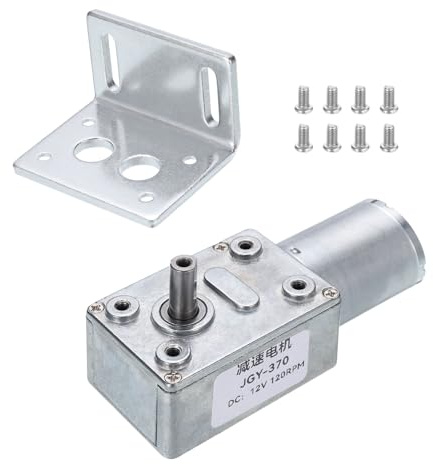 sourcing map DC 12V High Torque Turbine Worm Geared Motor with 6mm Shaft 120RPM Geared Motor Gear Box Reduction Motor for Boat, Car, Fan, Home Appliance