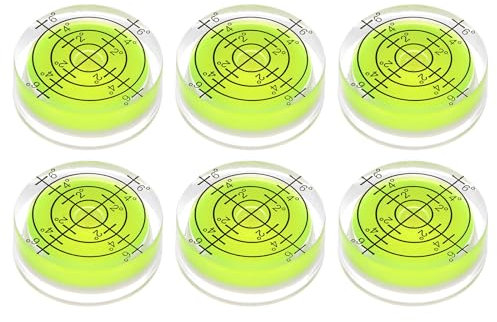 sourcing map 6pcs Round Bubble Level 32x12mm Mini Circular Bullseye Spirit Levels for Leveling Camera Tripod Telescope Workshop Turntable Pictures Frame, Lime