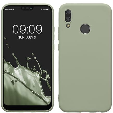 kwmobile Hülle kompatibel mit Huawei P20 Lite Hülle - weiches TPU Silikon Case - Cover geeignet für kabelloses Laden - Graugrün