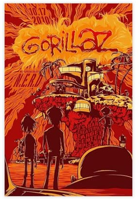 acalur Gorillaz Rock-Pop-Leinwand-Poster, Schlafzimmer, Dekoration, Landschaft, Büro, Raumdekoration, Geschenk, 30 x 45 cm
