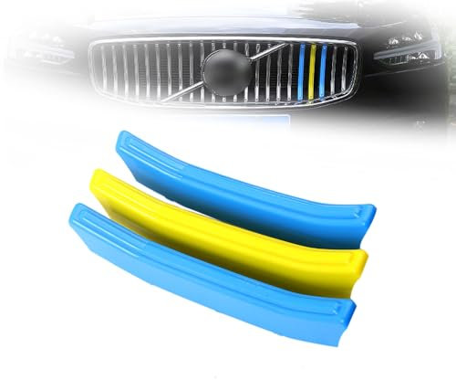 KUNIO 3PCS Frontgrill Streifen passt für Volvo S90 V90 2021-2024 Kühlergrill Frontgrill Einsatz Streifen Zierleisten Schutz Auto Zubehör A