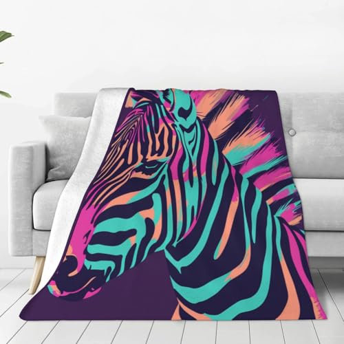 Mexpekil Coperta colorata zebrata astratta animale zebrato morbido caldo pile coperta soffice flanella coperta per letto divano casa 100 x 125 cm