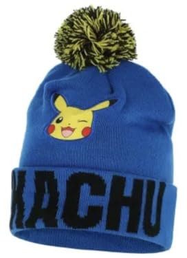 Fashion UK Pokemon Wintermütze Bommelmütze Mütze Pikachu (DE/NL/SE/PL, Numerisch, 56, blau)