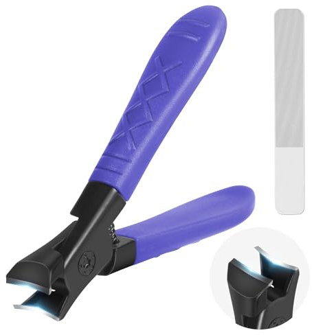 LOPHE Nail Clippers for Thick Nails, Professional Stainless Steel Nail Cutter, Toenail Clipper with Glass File, Thick Toe Nail Clippers for Men Women Adult Seniors (Mesh Handle-blue)