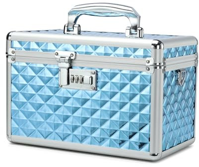 HEWEI WORKS Storage Lock Box with Combination Lock, Lockable Medicine Storage Box, Empty First Aid Box, Security Lockbox, Multipurpose Locking Case for Home and Outdoor Use (Blue, Medium)