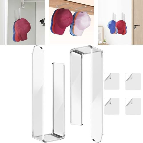 Ayolofei 2er-Pack Garderobe für Baseballmützen Selbstklebende Cap Halterung Wand Basecap Halterung Wand Löcher Müssen Nicht Gestanzt Werden