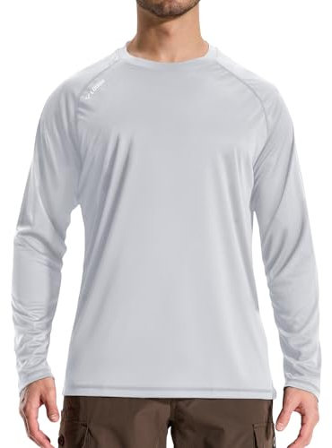 LOOGU Herren UPF50+ Sonnenschutz Rashguard Raglan Langarm Shirt Leichtes Atmungsaktives Quick Dry Outdoor Shirt für Surfen, Laufen, Angeln, Wandern