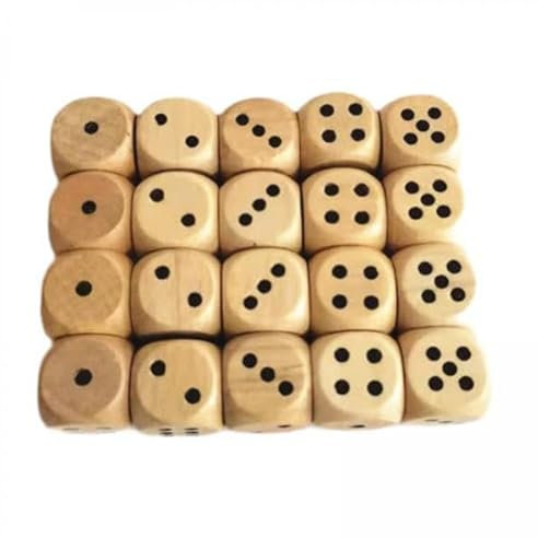 EHJRE 6X 20 Stück Holz D6 Sechs Seitige Würfel Standard für Rolle Spielen Bord Spiele