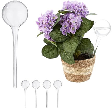 Relaxdays 6 x Boules d'arrosage, arrosage dosé pour Plantes en Pot, Aide à l'arrosage, Bureau, Vacances, Verre Ø 9 cm, Transparent