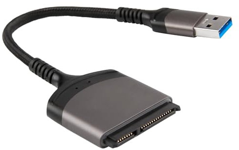USB to SATA Adapter SATA to USB A 3.0 Hard Drive Adapter External Converter Compatible with 2.5 SSD/HDD Data Transfer Aluminum Shell Nylon Cord Data Transfer Cable Grey