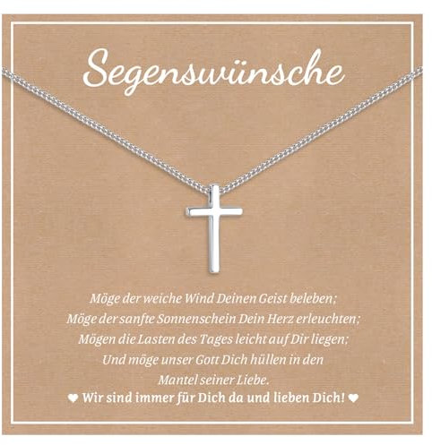 Kommunion Geschenke für Mädchen Kreuz Kette - Echt Silber Halskette mit Kreuz Anhänger, Kreuzkette 925 Sterling Silber Tauf Firmung Geburt ErstKommunion Konfirmation Taufgeschenk für Jungen Mädchen