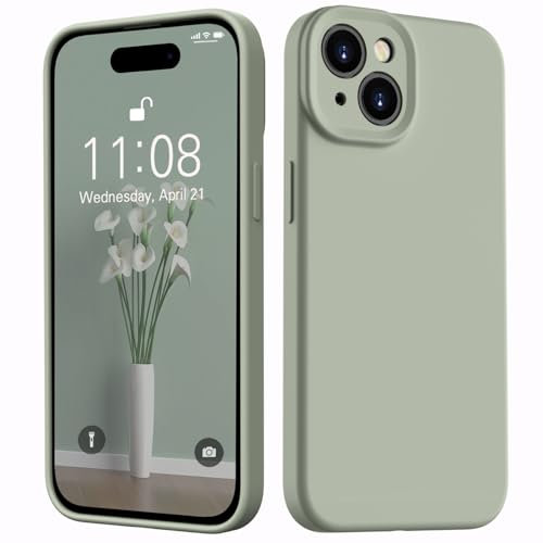 Kukiwhy Matt Hülle für iPhone 14 Hülle,Handyhülle Ultra Dünn Microfiber,Flüssig Silikon Gel Gummi Kratzfeste Stoßfeste Rundumschutz Schutzhülle für iPhone 14 Case 6.1'' Kupfer Grün