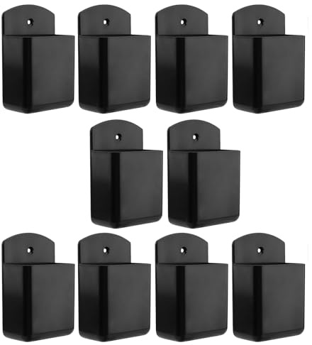 MUNGHOK 10 Stück Fernbedienung Halterung Schwarz, 6,4x3,5x10cm Halterung Fernbedienung Wand Selbstklebend Fernbedienungshalter, Fernbedienungshalterung für Fernbedienungs, Büro Schreibwaren Aufbewahr