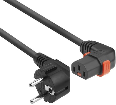 ACT C13 IEC Lock+ Netzkabel, C13 (rechts gewinkelt) - CEE 7/7, 1M – AK5261 | für PDU, Server, Netzwerkgeräte