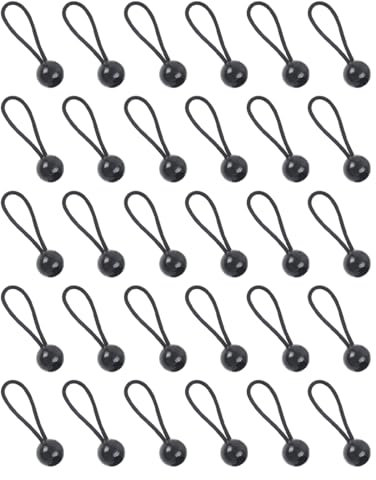 OUDQFCJ 30 Pièces Tendeur Elastique, 100mm Flexible Sandow Elastique, Tendeur Elastique Boule, Durable Cordons Élastiques, pour Bannières, Bâches, Camping, Tentes(Noire)