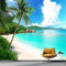 Fototapete Urlaub Tropisch Meer Marineblau Grün 200 X 140 Cm(Wxh)– Vlies-Tapete Fürs Wohnzimmer, Schlafzimmer, Büro Oder Flur – Pflegeleicht, Blasenfrei & Uv-Beständig
