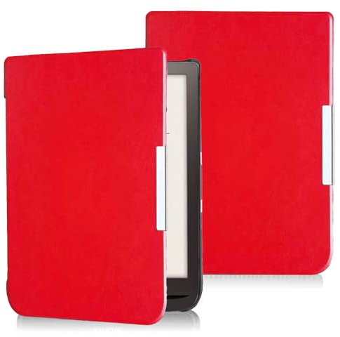Étui pour liseuse PocketBook 740 InkPad 3 7,8 (sortie en 2023) – Étui de protection intelligent en cuir synthétique avec fonction veille/réveil automatique (rouge)