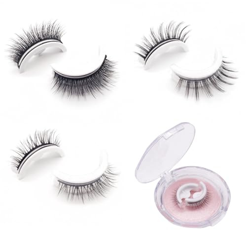 MEIION frest LashLicious Wiederverwendbare selbstklebende Wimpern 3 Paar 3D-Wimpern ohne Klebstoff, Natürlicher Look, Wasserdicht & Einfach zu Tragen