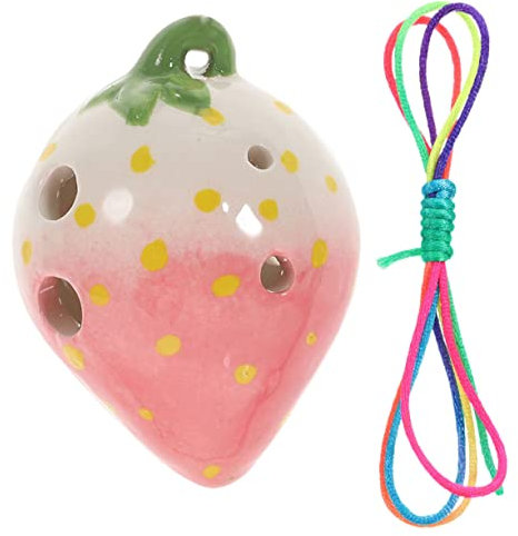 Kisangel 6löcher Keramik Okarina Cartoon Erdbeere Tragbar Anfänger Musikinstrument Praxis Blasinstrument