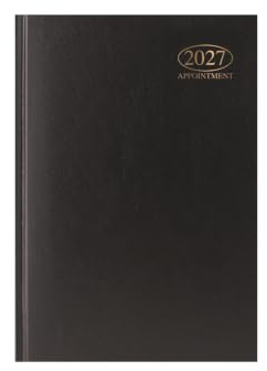 Terminplaner 2027, A5, Hardcover, Wochenansicht, Schwarz | 30-Minuten-Slots, wöchentlich, täglich, Business-Organizer, Büro, Meetings, Terminplanung, Professional, Executive