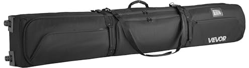 VEVOR Skitasche mit Rolle, bis zu 190 cm, Skibag, Skisack, Skicover, wasserdichtes 600D-Oxford-Gewebe, mit verstellbaren Gurten, Skiersack für Skistöcke, Schutzbrillen, Handschuhe, Helme, Stiefel