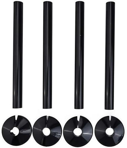 4PCS Radiator Pipe Hole Covers,Durable Plastic Collars & Sleeves,Radiator Pipe Covers,Silicone Collars,Black PVC Plastic 300mm x 15mm,for Finishing and Protecting Exposed Pipe Holes