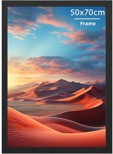 50X70 Picture Frame Wooden Picture Frames,50X70cm Photo Frame with Acrylic Glass, 50X70 Poster Frame with Wall Hanging,Certificate Frames Landscape or Portrait Orientation,Black,1P