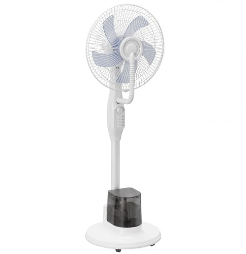 HOMCOM Ventola nebulizzatore 90 W Ventilatore da 128 cm con oscillazione a 70°, 3 velocità, serbatoio acqua 3,5 L, 5 ruote, per casa, ufficio, bianco