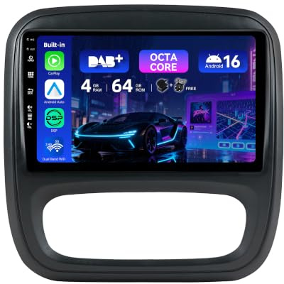 MSD [Eingebaut DAB+ ] - Android 16 Autoradio für Renault trafic 3 / Opel Vivaro B (2014-2021) GPS Navi Radio | CarPlay Android Auto Lenkradsteuerung DSP | 4G+64G Octa-Core 2 Din 9 Zoll | Kamera MIC