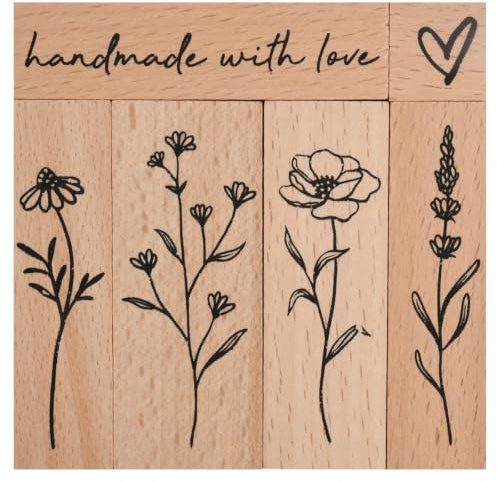 6 Stück Holzstempel, Stempel Blumen, Naturpflanzen Mustern Vintage Motivstempel, für Scrapbooks, Tagebücher, DIY Karten, Beschriften, Zweige und Blütenblätter