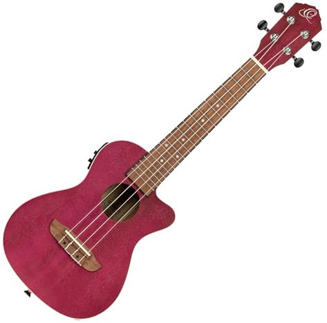 Ortega Guitars Ukulele Concerto Elettro-Acustico – Earth Series – con Cutaway – Okoume, Berry-Coloured (RURUBY-CE)