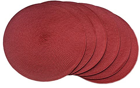 SCF2017 Kunststoff-Tischsets, rundgeflochten, Polypropylen (6 Stück) dunkelrot