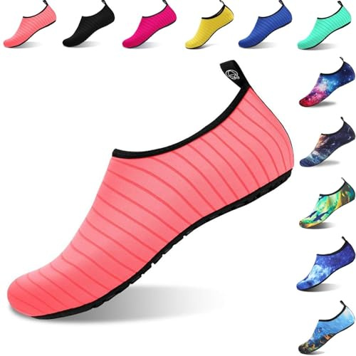 Bravover Water Shoes for Women Men Kids Quick Dry Rubber Sole | Breathable stretch mesh upper smooth pull on collar flexible rubber sole for pool kayaking boating fishing and travel