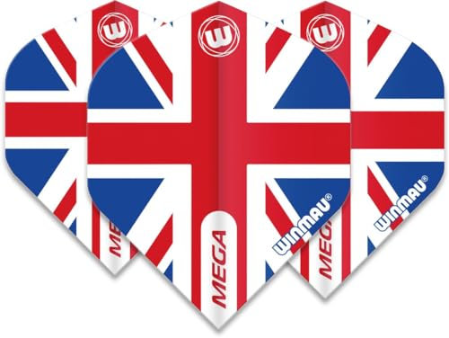 WINMAU Mega Standard Union Jack Dart Flüge - 1 Satz pro Packung (insgesamt 3 Flüge)