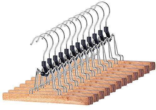 KADAX Perchas de Madera para Pantalones de Ropa, Pantalones, Falda, tensores de Pantalones, Falda, Falda, Falda, Tensor de Falda, Gancho Giratorio de 360° de Metal, Antideslizante (12)