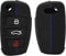 kwmobile Coque clé de Voiture Compatible avec Audi Clé 3-Touches Accessoire clé Voiture - Protection étui Souple en Silicone - Noir-Bleu