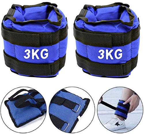 ALLPER Lot de 2 haltères de 3 kg. Pour chevilles et/ou poignets, taille : 36 x 10 cm, pour course à pied, gym, footing. Bretelles réglables, respirantes. Confort maximal.