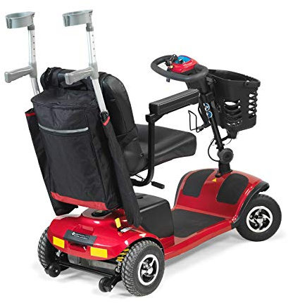 Aids 4 Mobility Black & Red Large Scooter or Wheelchair Storage Backpack Bag Mobility Padded Rear Ideal for Holding Walking Stick, Crutches and Other Mobility Equipment